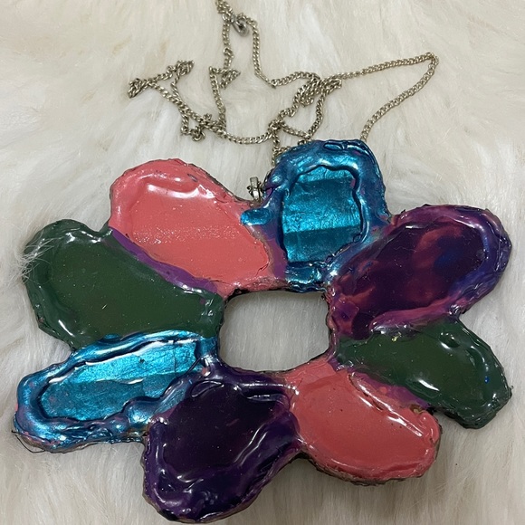 Purple, Blue, Pink, & Green Boho ONE OF KIND Exclusive Hand Designed Necklace - Picture 6 of 17